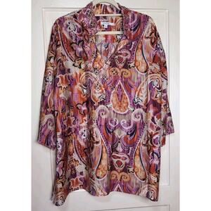 Chico's 40th Anniversary Beaded Boho Chic Paisley Tunic Women's 3.5(18)(1129)